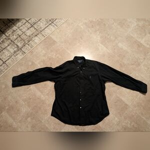 Polo Ralph Lauren Black Long Sleeve Button Shirt Poplin Pony Career Casual XL